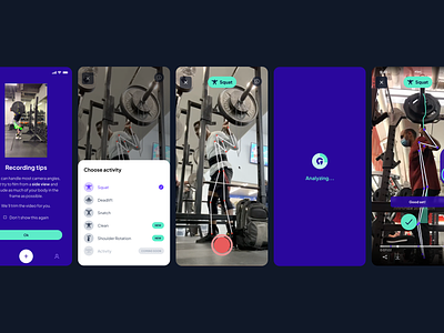 Guru record flow ai fitness mobile app record video ui user flow