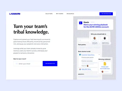 Kawin Landing Page Hero b2b branding hero landing page saas webflow