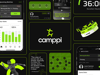 Camppi - Visuals booking app branding design fabulo football scheduling app soccer teams app ui ux visuals