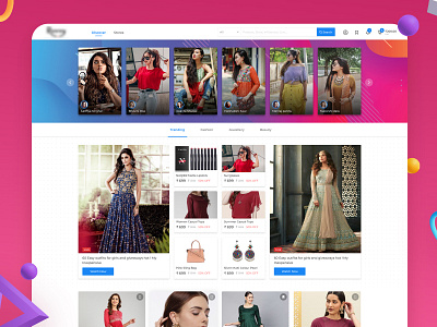 New way to shop - Live E-Commerce website colorful design flat homepage ui ux