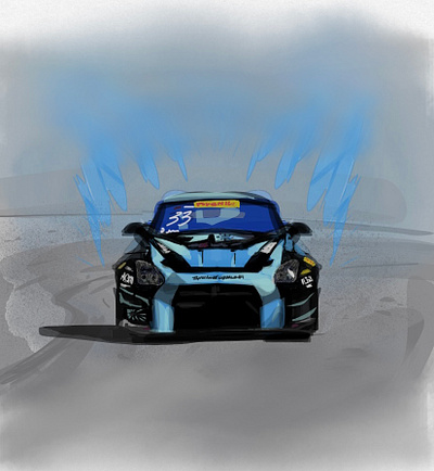 Nissan GT-R NISMO 2023 gtr hand drawn illustration racecar