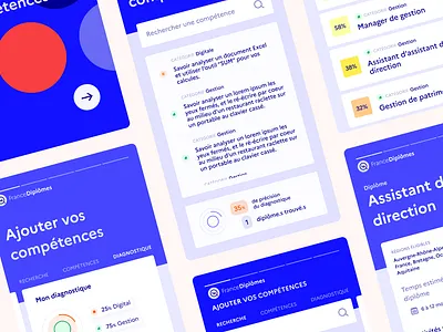 Skills diagnosis - Mobile app - 2 app blue business clean degree design diploma flat gradient job mobile red skill ui webdesign work