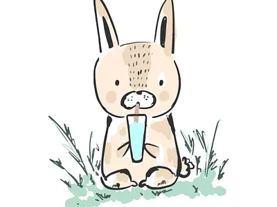 Cute summer Rabbit drinking milkshake adorable animal baby character childish cute design graphic design hare illustration kids logo lovely milkshake pet print rabbit sketch summer