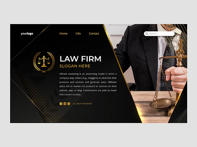 Landing Page for Law Firm Company black gold business elegant landing page law firm marketing mockup professional promotion social media template theme ui web