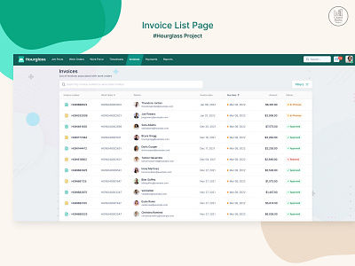 Invoice List Page design invoice design list screen design table design ui ui design ux ux design web application