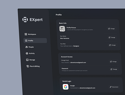 EXpert Profile app ui ux