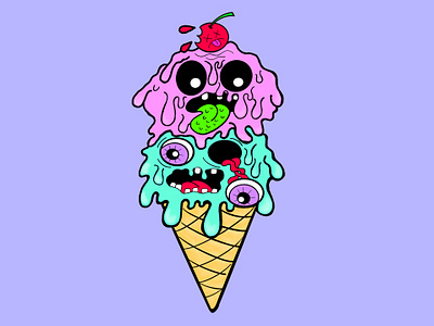 EyeScream For IceCream design dessert digital drawing food art graphic design horror illustration lowbrow art pastelgoth pop art punk art softgrunge