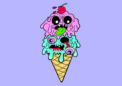 EyeScream For IceCream design dessert digital drawing food art graphic design horror illustration lowbrow art pastelgoth pop art punk art softgrunge