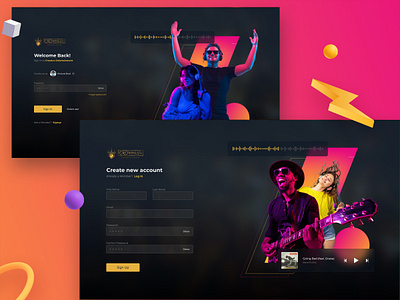 Music world Sign in/Signup colorful create account design illustration login minimal signin signup ui ux