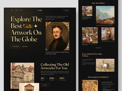 Art Gallery Web Design - Arcade art art gallery home page landing page product design uiux design web design webflow website website design