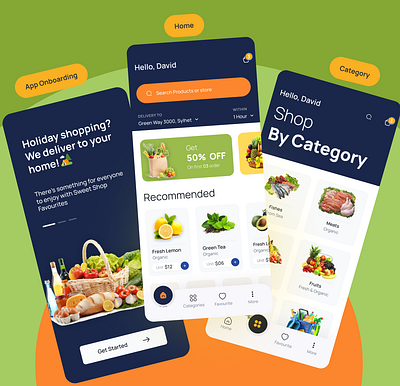 Online Grocery App branding graphic design ui