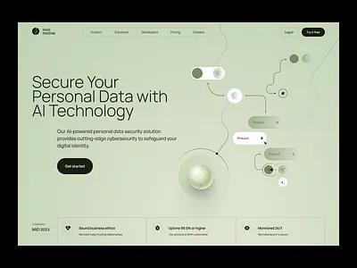 locomotive - website for security platform personal data with AI ai branding clean color data design home screen illustration landing page design product page saas landing page security tech ui ux web web3 website design services