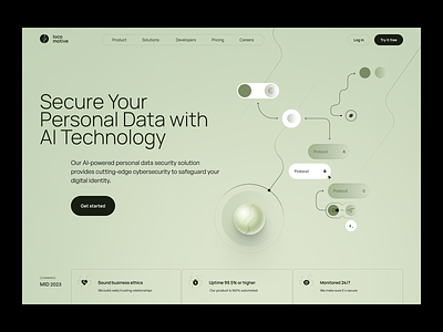 locomotive - website for security platform personal data with AI ai branding clean color data design home screen illustration landing page design product page saas landing page security tech ui ux web web3 website design services