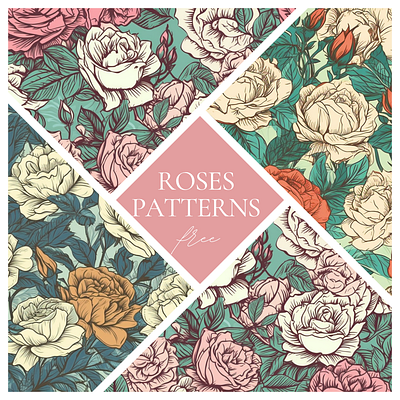 Free Roses Photoshop Patterns floral floralpattern freebie freepattern pattern photoshop roses seamless