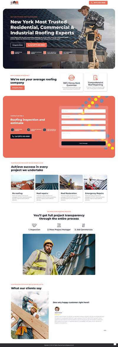 Best Roofing Services Lead Generation Landing Page branding design illustration landing page lead generation logo template wordpress