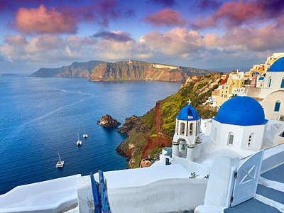 Fira Town on Santorini Island fira greece island light lovers morning romantic santorini sunrise sunset town village white houses