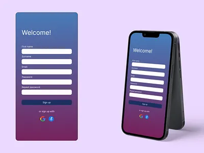 Sign up page appdesign figma mobile signup ui ux webdesign