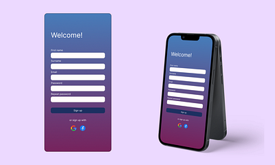 Sign up page appdesign figma mobile signup ui ux webdesign