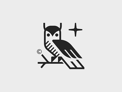 Owl Sense animal bird branch feeling forest logo night owl perception sense smart star wing wisdom wood