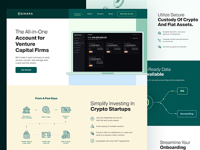 Dinara Website design banking business crypto defi investing landing page modern money ui ux web website