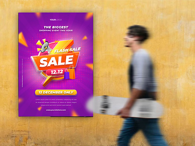 Who don't want Flash Sale? 12.12 flash sale marketing mockup poster promotion realistic sale template vector