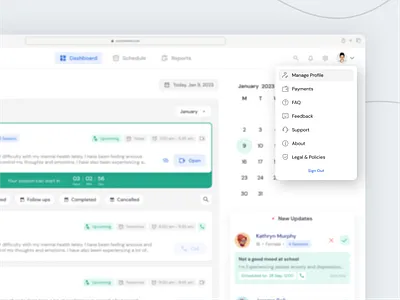 Profile Menu calendar components crm dashboard education erp figma finance landing page medical menu mobile app navigation product design profile social media task management ui ux design webapp website