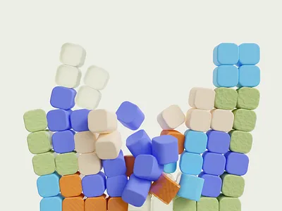 Game Over 3d after effects animation blender blocks collapse cubes explode game illustration stacks substance painter tetris texture toss tumble