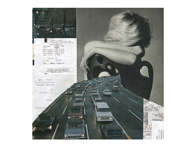 Highway abstract car cars collage collages girl highway illustrate illustration martovsky nude paper surreal коллаж