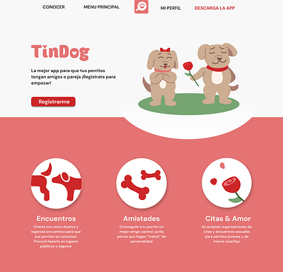 Dog Dating Site UI: TinDog app art artist branding cute date design digital dog graphic design illustration illustrator logo pink product products ui vector