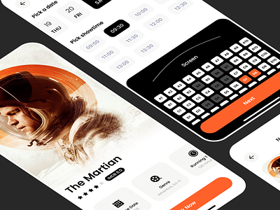 Movie Ticket Booking App app branding design illustration minimal minimalist minimalistic mobile app movie app movie ticket booking ui ux website