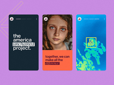The America Unchained Project | Social Media america bold brand branding color design floral human logo logo design media minimal mock nonprofit palette project purpose simple social stories