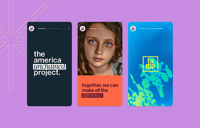 The America Unchained Project | Social Media america bold brand branding color design floral human logo logo design media minimal mock nonprofit palette project purpose simple social stories