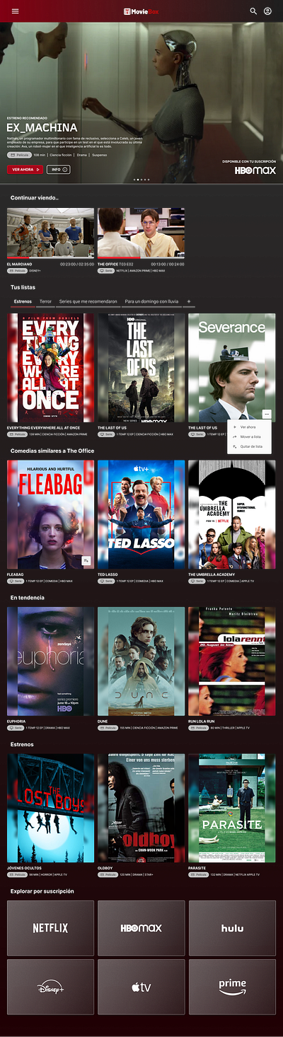 MovieBox Home design desktop platform streaming ui ux