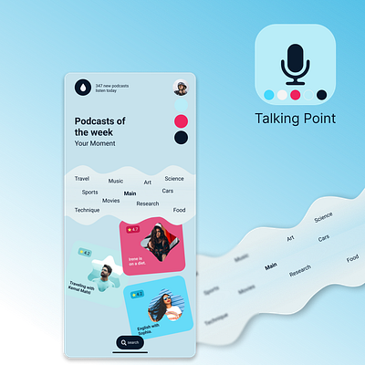 Talking Point - a podcast app with a nice interface. appendix design figma logo mobile app podcast ui ux web design