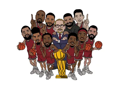 Raptors NBA Championship 2019 animation basketball cartoon championship drake fred vanvleet kawhi leonard kyle lowry nba nba finals ovo pascal siakam raptors retro sports team toronto trophy vintage