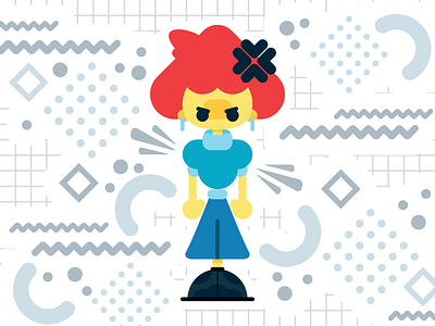 Angry Girl? 90s abstract clean geometric illustration memphis vector