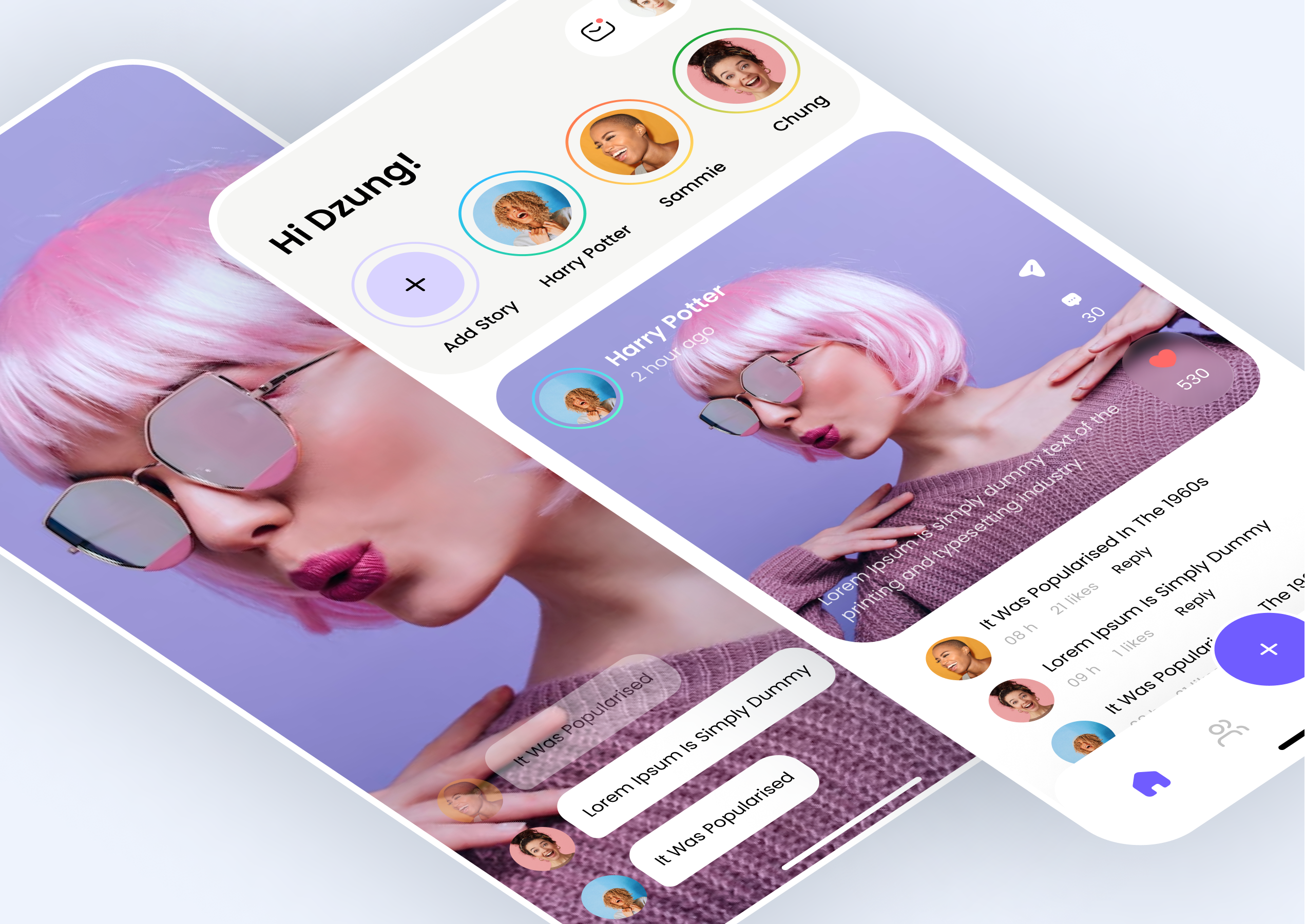 Social media - Live stream app app branding clean design illustration live stream minimalistic mobile mobile app online social media typography ui