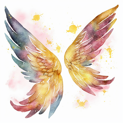 This is Angel Wings Water Colour Design angel wings branding colorfull colouring page design flowers front design graphic design illustration logo mandala ui watercolor wings