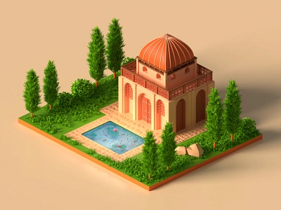 Middle East House 3d ancient animation blender branding crypto culture game graphic design history house logo low poly middle east nft old house palace persian tree ui