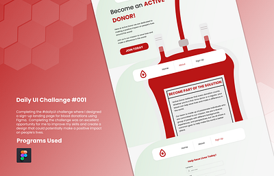 Sign Up Page for Blood Donation Drive #dailyui #001 app branding dailyui design figma graphic design illustration landing page logo typography ui ux vector
