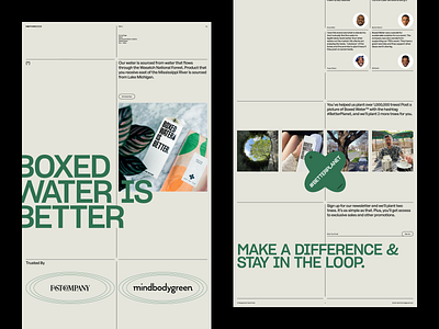 Boxed Water — Ecommerce Website Design betterworld boxed water cta design e commerce ecommerce editorial feature homepage landing page design product shop store testimonial ui user interface ux water web website design