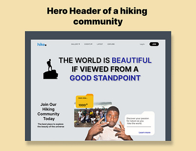 Hiking for the World figma hero header hiking uiux