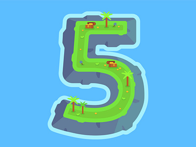 36 Days Of Type | 5 36daysoftype affinity designer flat gold illustration island isometric jungle landscape pirates treasure treasure chest vector