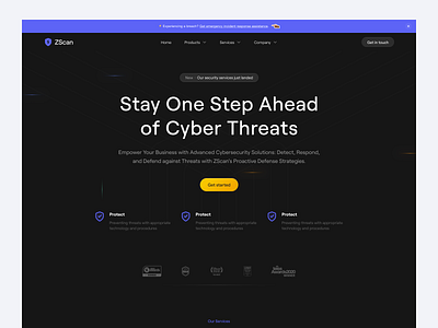 Cybersecurity - Landing Page 🛡️ clean cybersecurity darkmode design dipainhouse hero landing page purple ui web design website