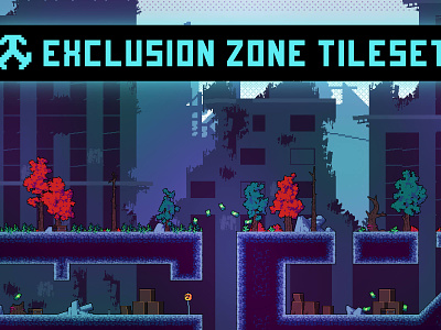 Free Exclusion Zone Tileset Pixel Art 2d 32x32 asset assets cyberpunk game game assets gamedev illustration indie indie game level location pixel pixelart pixelated rpg set tileset tilesets