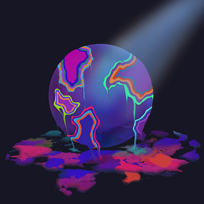 Polluted planet adobe art color illustration neon planet