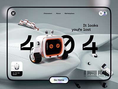 404 Web Page 3d 404 design error game illustration interface page robot ui ux web