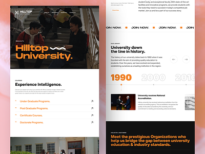 University Template agency courses creative creative design events figma history home page minimal modern news orange partners student template testimonial timeline ui university ux