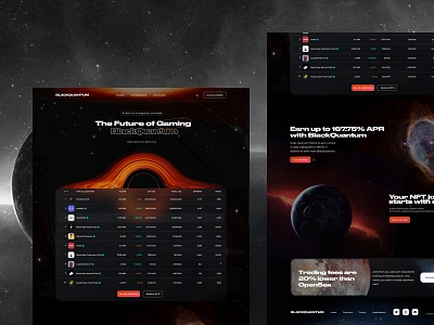 Space Themed Landing Page blackhole blockchain crypto crypto design dark design earth future futuristic galaxy glassmorphism nft orange planet space spaceship star ui universe web3.0