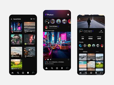 Photon: Social media app design for photographers adobe xd design digital figma graphic design mobile app ui ui design uiux user interface ux ux design vector